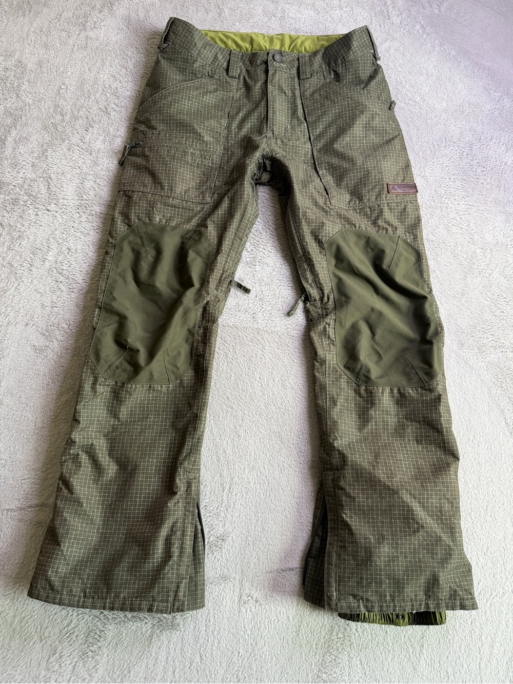 Vintage Burton Men's Olive Green Checkered Snow Pants M